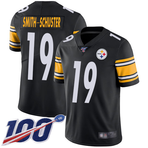 Men Pittsburgh Steelers Football #19 Limited Black JuJu Smith Schuster Home 100th Season Vapor Untouchable Nike NFL Jersey
